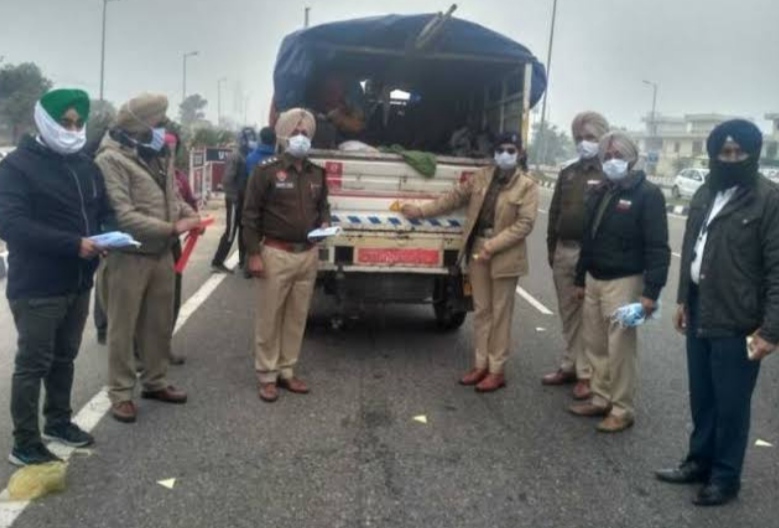 Police put reflectors on vehicles, distributed masks and conducted corona tests of people