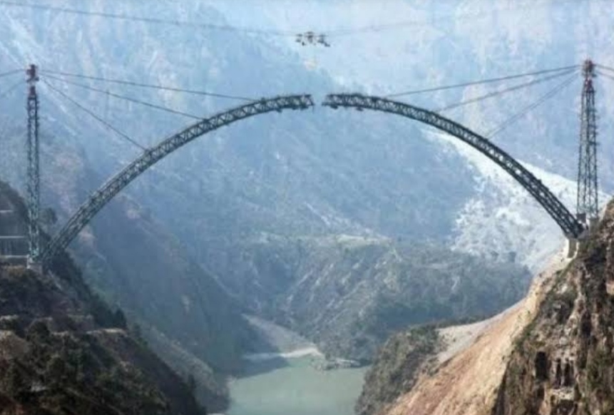 The world's highest rail bridge is being built on the Chenab river, expected to be ready in March