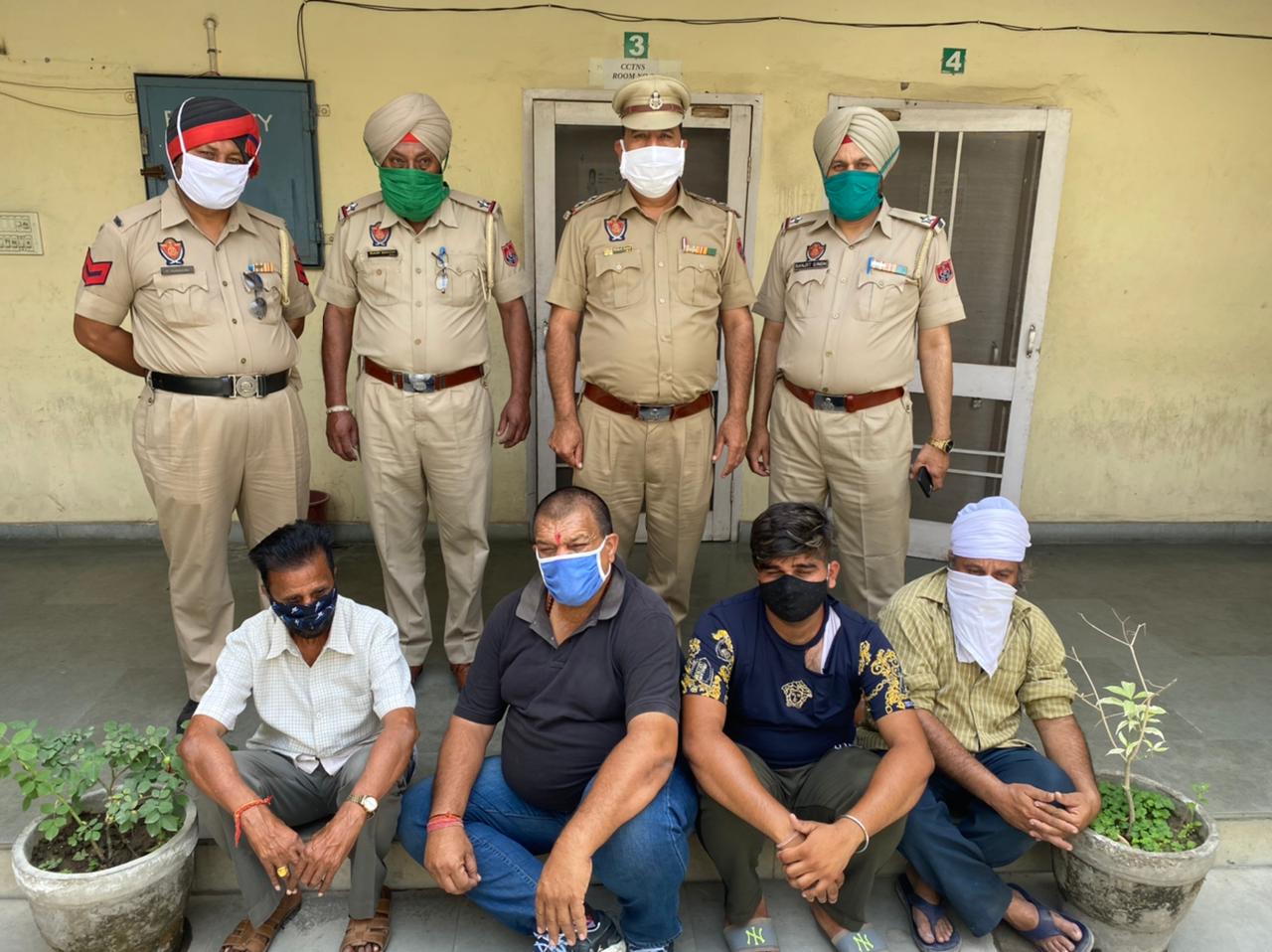 in Jalandhar arrested 4 gamblers, who were gambling, with cash of Rs 6700