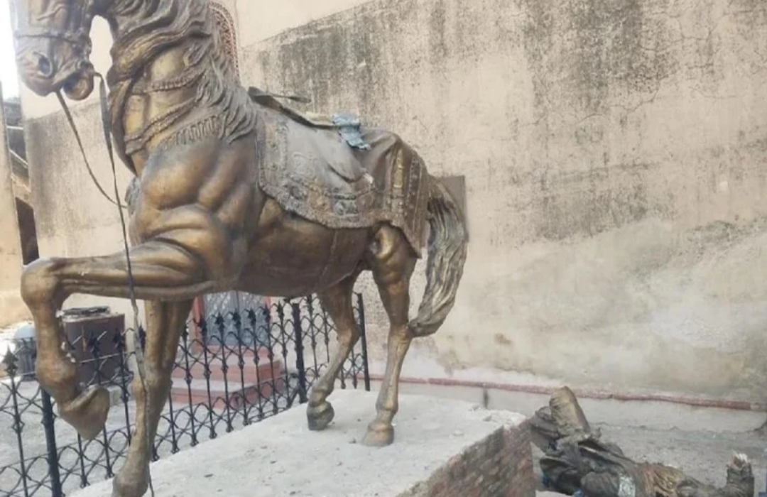 The statue of Maharaja Ranjit Singh was again attacked and destroyed in Pakistan