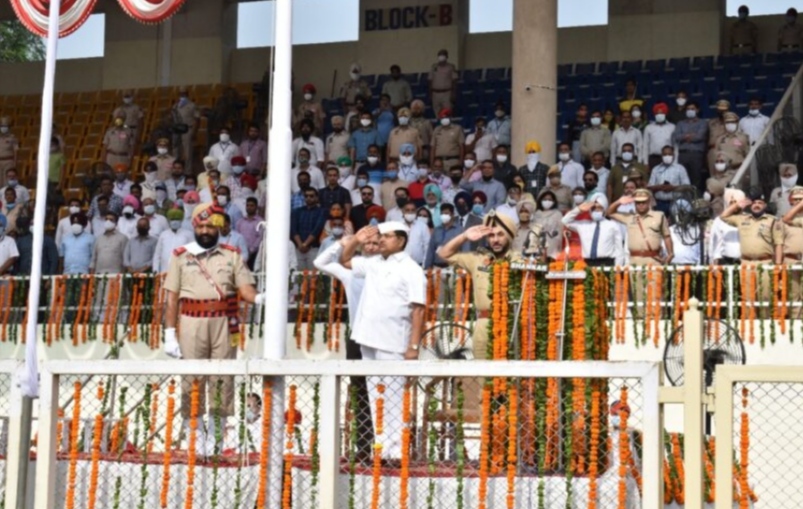 Cabinet Minister OP Soni hoisted the tricolor at Sri Guru Gobind Singh Stadium in Jalandhar on Independence Day
