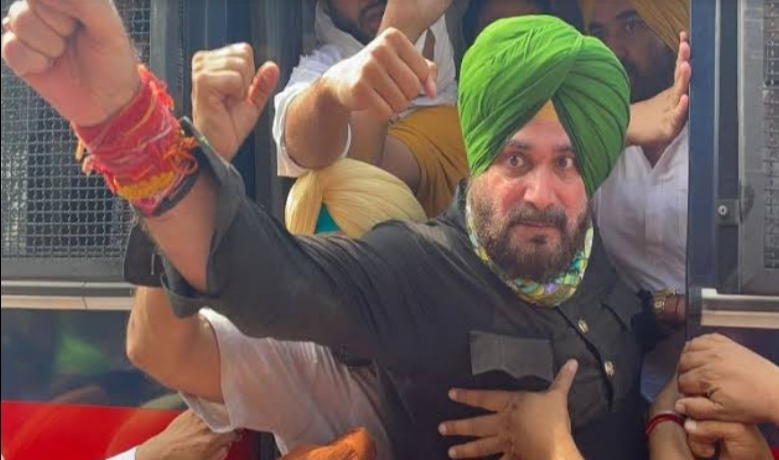 Navjot Sidhu, who was protesting in front of Raj Bhavan in Chandigarh against the Lakhimpur violence, was detained by the police.