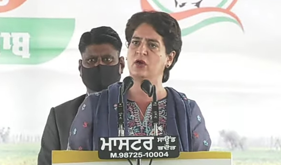 Priyanka Gandhi targeted Captain Amarinder at an election rally in Punjab's Kotkapura, saying that his government was running the BJP