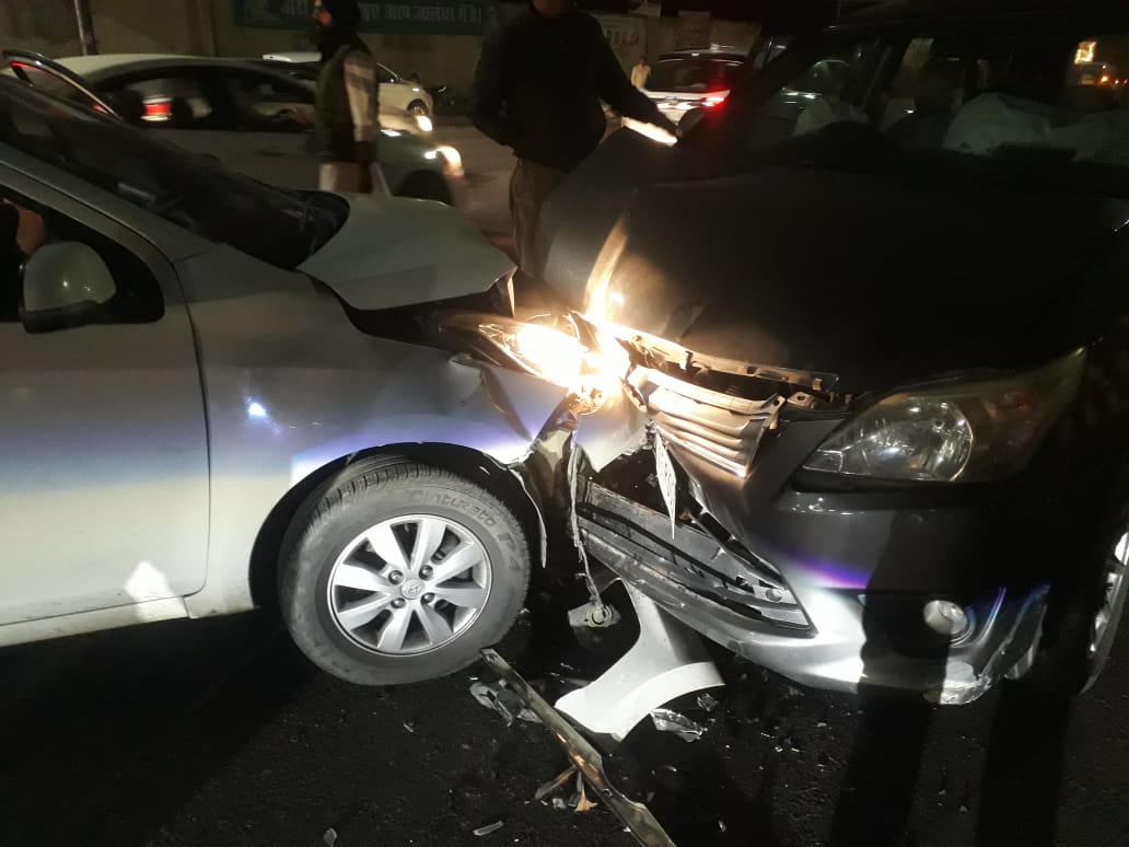 Terrible accident caused by a massive collision of two cars at PAP Chowk