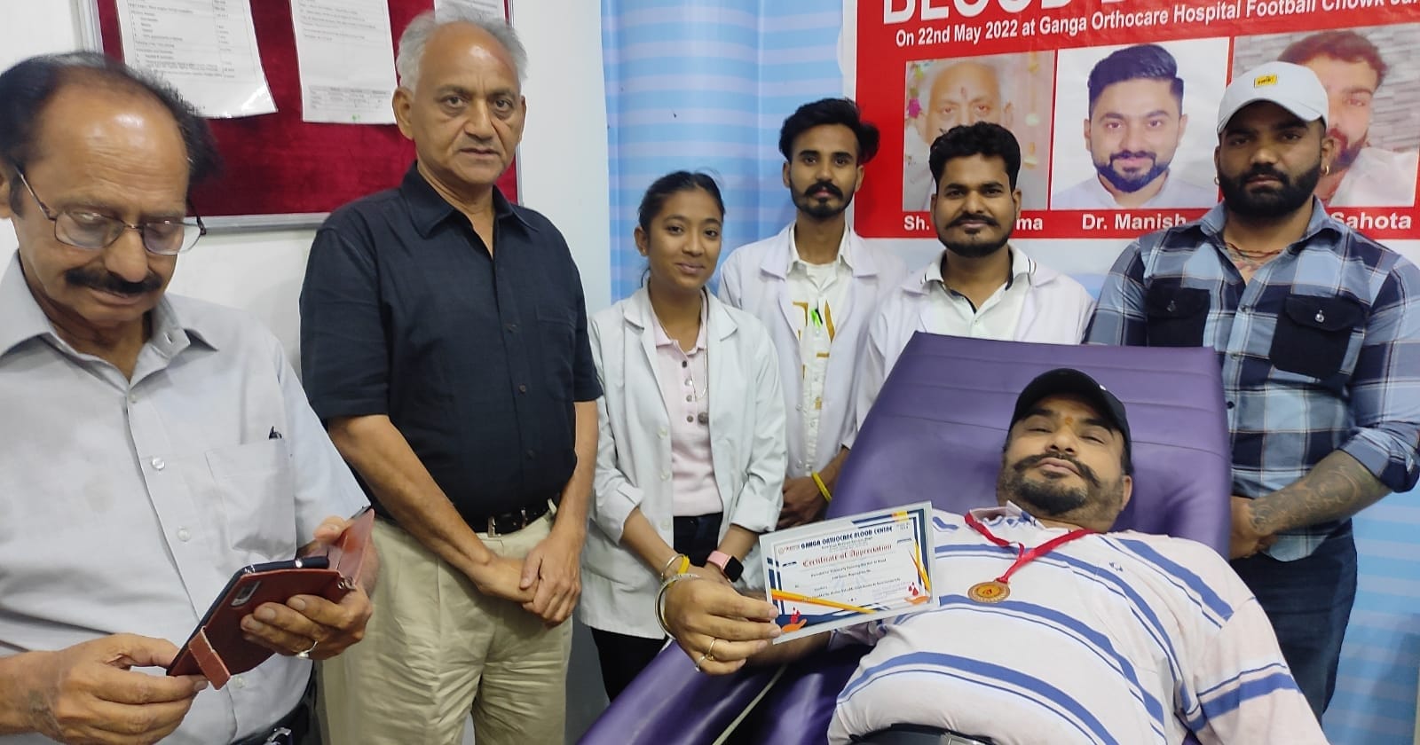 Blood donation camp organized at Ganga Orthocare Hospital