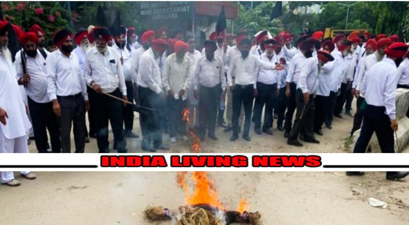 Ludhiana: When the protesters started burning the effigy of the CM for their demands, a demonstrator came in the grip of fire.