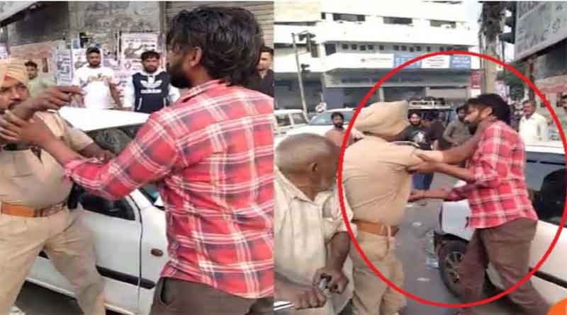 जालंधर में चालान काटने को लेकर पुलिस कर्मी से उलझा युवक