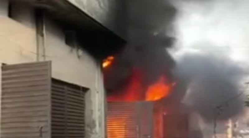 Fierce fire broke out in a cloth godown in Ludhiana