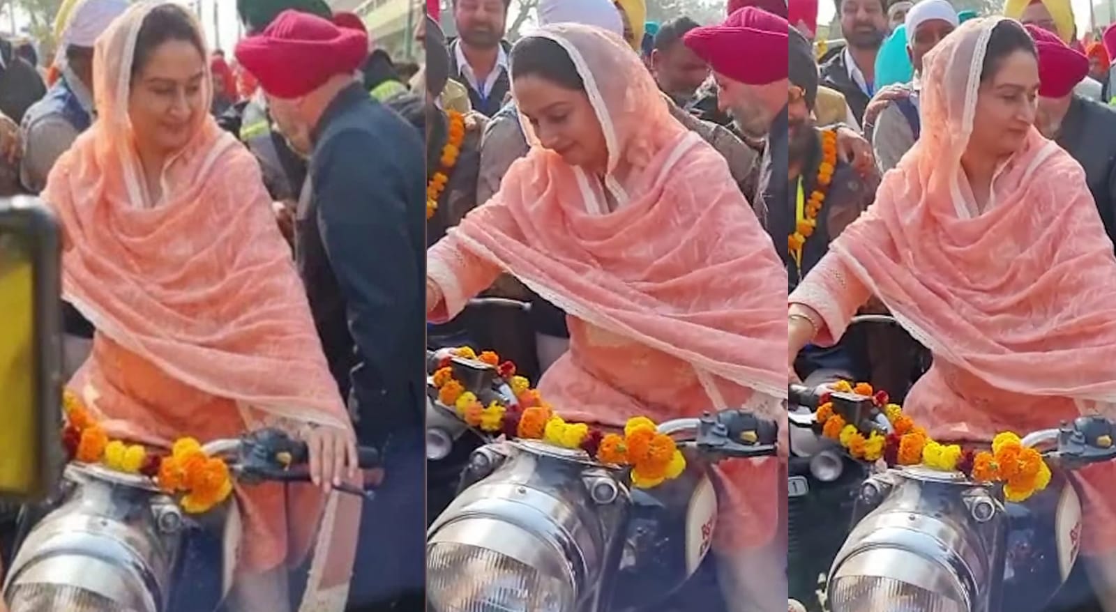 MP Harsimrat Kaur Badal rides bullet bike with AAP MLA sitting behind