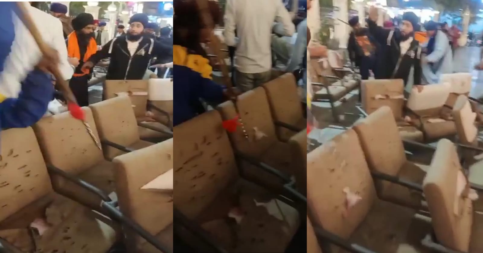 Waris Punjab De chief Amritpal raging on chairs and sofas in Jalandhar Gurughar