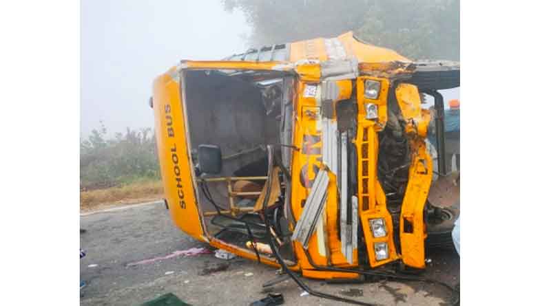 School bus horrific accident in Punjab, one child including the driver died