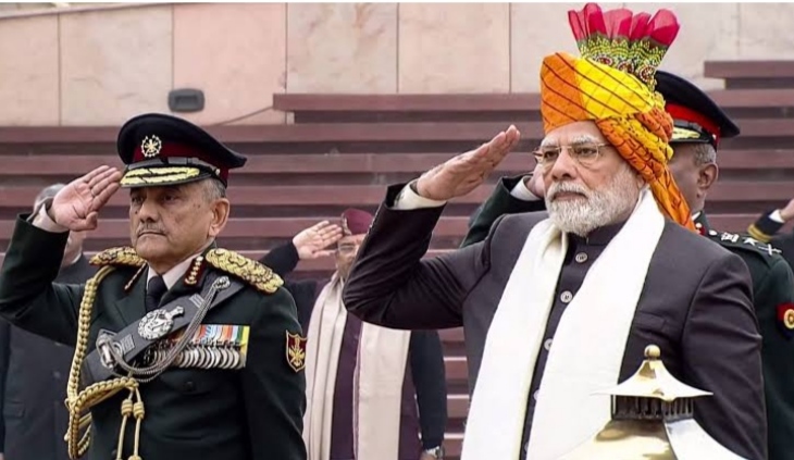 PM Modi appeared in Rajasthani bandhej turban on the 74th Republic Day, the picture of women power was seen in the parade