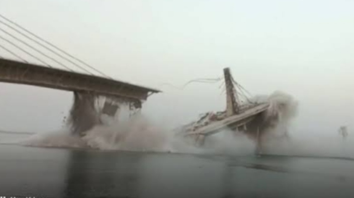 The bridge under construction on the river Ganga collapsed like a pack of cards