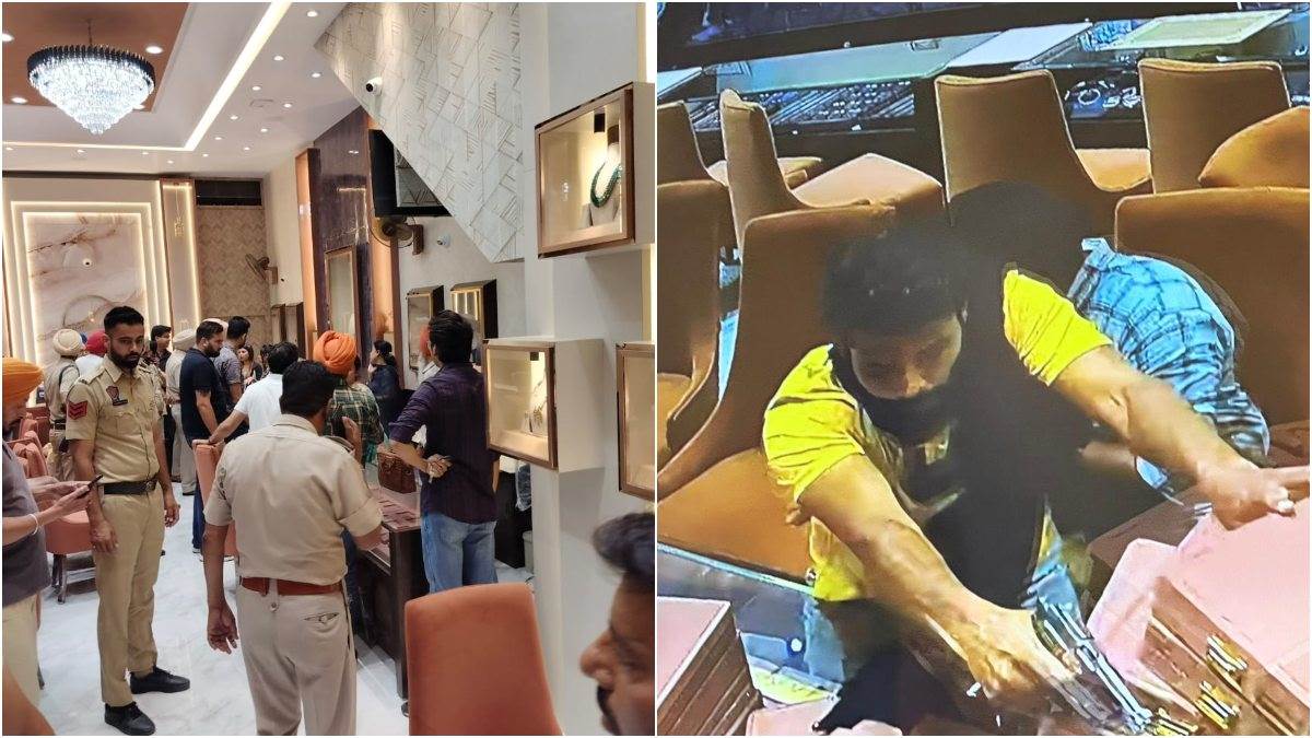 The robbers posing as customers fired at the owner of the jewelery shop, looted gold and fled, watch video