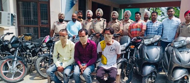 Police of Thana Ramamandi arrested 3 members of vehicle robber gang including 7 bikes and 2 Activa
