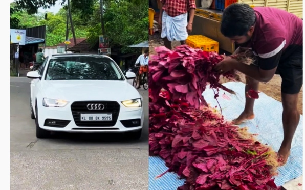 A man reached the market to sell vegetables in a luxury Audi car, people were surprised to see the video