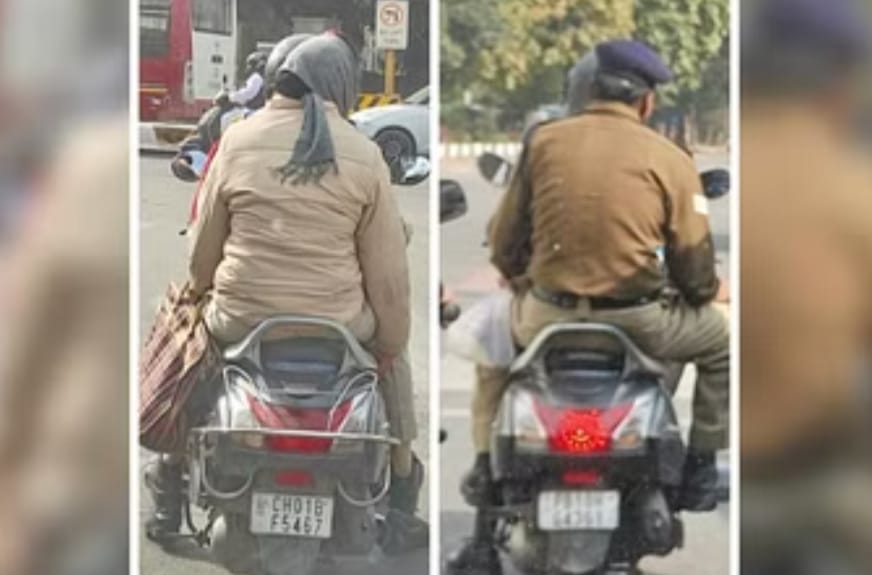 Police had to issue challan to its own employees, two including a woman jawaan were challaned.