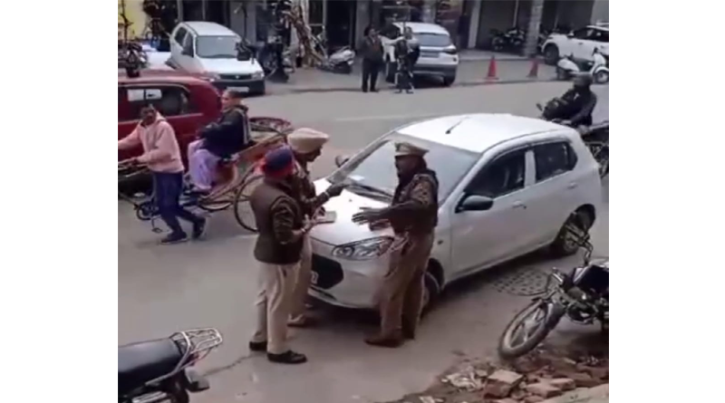 In Jalandhar, the police officer himself issued the challan to the policeman, the atmosphere heated up.
