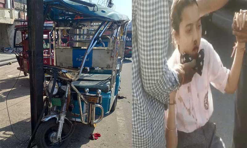 Jalandhar: E-rickshaw full of school children collides with a pillar near Kishanpura Chowk, many children injured