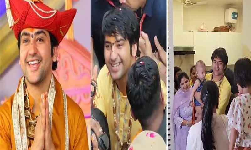 बागेश्वर धाम के पंडित धीरेंद्र शास्त्री चंडीगढ़ में प्रसिद्ध भजन गायक कन्हैया मित्तल के घर पहुंचे
