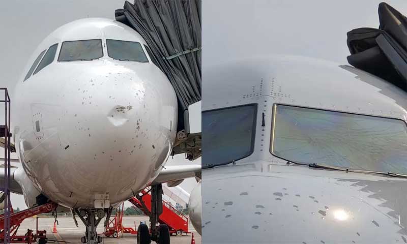 A few minutes after take off, the plane's glass suddenly broke in the sky, had to make an emergency landing.