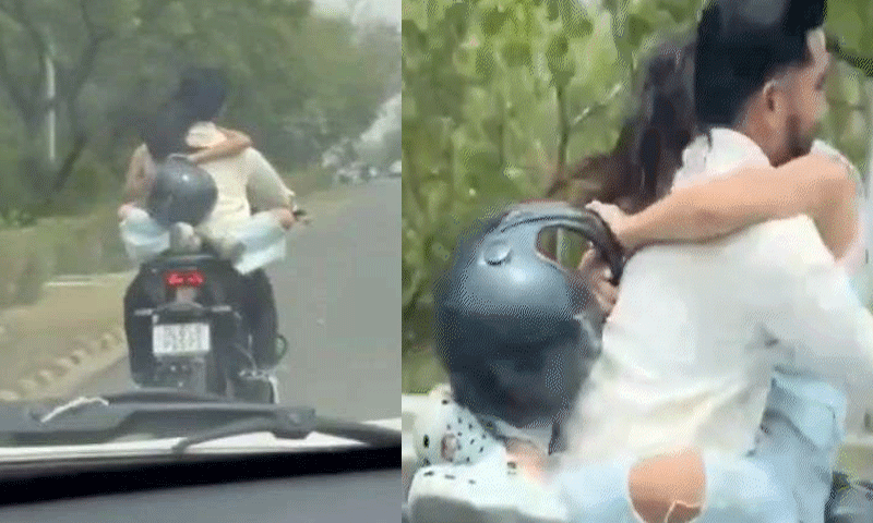 गर्लफ्रेंड को बाइक पर बैठाकर युवक कर रहा था ये काम â€¦ ट्रैफिक पुलिस ने काट दिया तगड़ा चालान