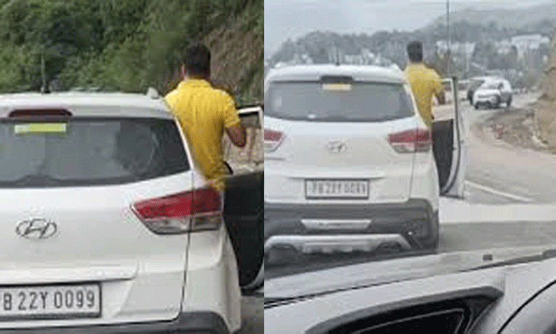 पंजाब के पर्यटक ने कार की सीट से बाहर लटक दौड़ाई गाड़ी, हिमाचल पुलिस ने किया चालान