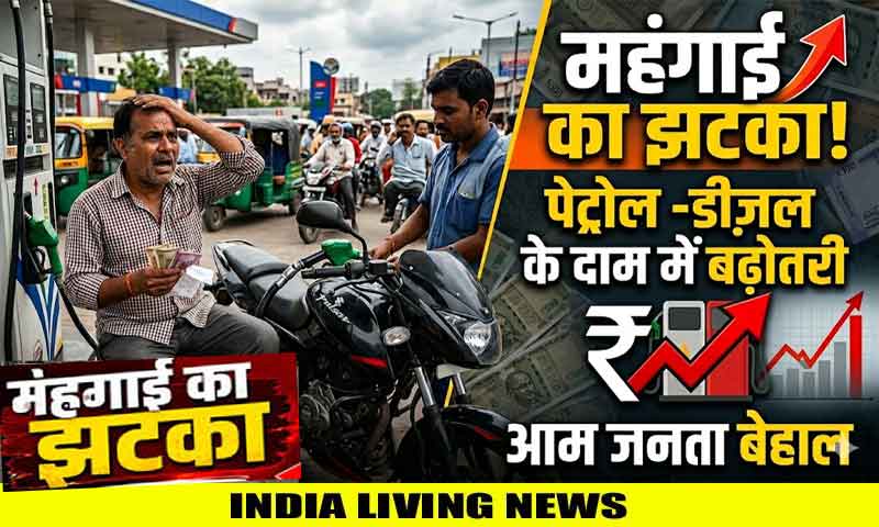 Petrol-Diesel Price Hike : पेट्रोल -डीज़ल के दाम में तीन रुपये की बढ़ोतरी से आम जनता को महंगाई का झटका