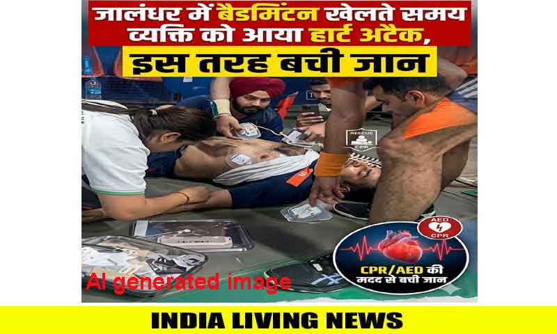 जालंधर में बैडमिंटन खेलते समय व्यक्ति को आया हार्ट अटैक, इस तरह बची जान
