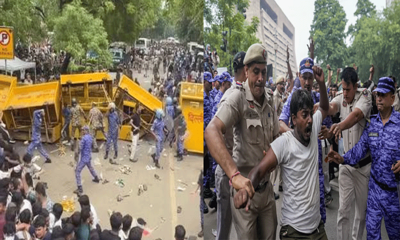 CJP PROTEST : संसद मार्च के लिए जा रहे छात्रों को रोकने के लिए पुलिस ने किया लाठीचार्ज