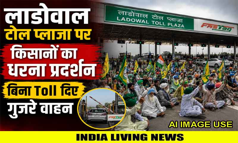 लाडोवाल टोल प्लाजा पर किसानों का धरना प्रदर्शन , बिना Toll दिए गुजरे वाहन