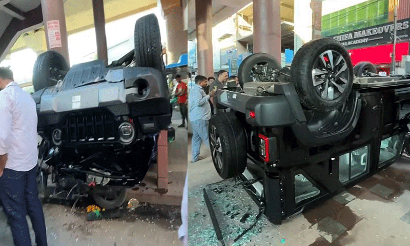 Read more about the article नई THAR खरीदी , पूजा करते नींबू पर चढ़ाना था पहिया लेकिन एक्सेलेटर ज्यादा दब गया फिर ……