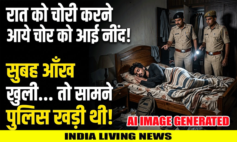 रात को चोरी करने आये चोर को आई नींद तो बेड पर सो गया , सुबह आँख खुली तो सामने पुलिस खड़ी थी